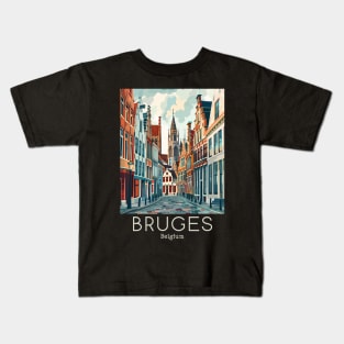 A Vintage Travel Illustration of Bruges - Belgium Kids T-Shirt